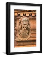 France, Alsace, Colmar. Gargoyle head on the facade of Maison des Tetes.-Janis Miglavs-Framed Photographic Print