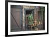 France, Alsace, Colmar. Rustic wooden wagon draped with plants.-Janis Miglavs-Framed Premium Photographic Print