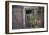 France, Alsace, Colmar. Rustic wooden wagon draped with plants.-Janis Miglavs-Framed Photographic Print