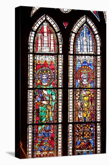 France, Alsace, Strasbourg, Strasbourg Cathedral, Stained Glass Window, Charles Martel and Charlema-Samuel Magal-Stretched Canvas