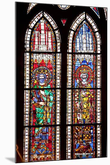 France, Alsace, Strasbourg, Strasbourg Cathedral, Stained Glass Window, Charles Martel and Charlema-Samuel Magal-Mounted Photographic Print
