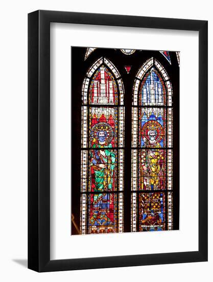 France, Alsace, Strasbourg, Strasbourg Cathedral, Stained Glass Window, Charles Martel and Charlema-Samuel Magal-Framed Photographic Print