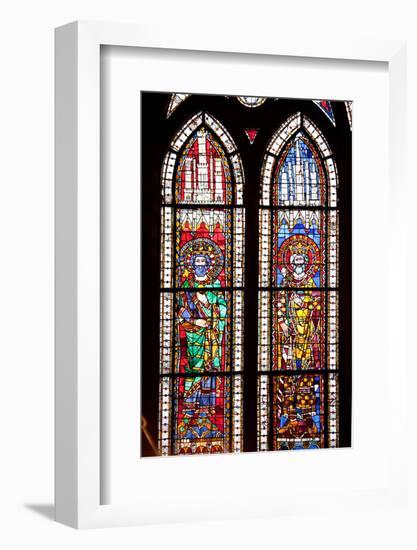 France, Alsace, Strasbourg, Strasbourg Cathedral, Stained Glass Window, Charles Martel and Charlema-Samuel Magal-Framed Photographic Print