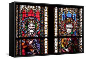 France, Alsace, Strasbourg, Strasbourg Cathedral, Stained Glass Window, Henry V and Frederick-Samuel Magal-Framed Stretched Canvas