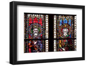 France, Alsace, Strasbourg, Strasbourg Cathedral, Stained Glass Window, Henry V and Frederick-Samuel Magal-Framed Photographic Print