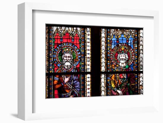 France, Alsace, Strasbourg, Strasbourg Cathedral, Stained Glass Window, Henry V and Frederick-Samuel Magal-Framed Photographic Print