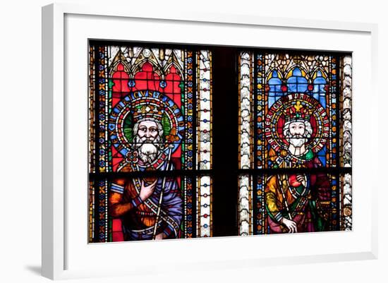 France, Alsace, Strasbourg, Strasbourg Cathedral, Stained Glass Window, Henry V and Frederick-Samuel Magal-Framed Photographic Print