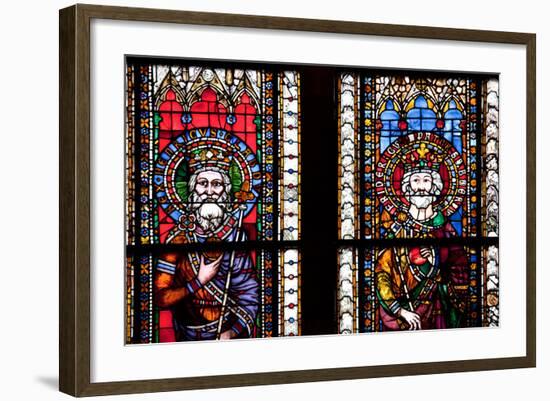 France, Alsace, Strasbourg, Strasbourg Cathedral, Stained Glass Window, Henry V and Frederick-Samuel Magal-Framed Photographic Print