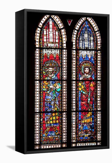 France, Alsace, Strasbourg, Strasbourg Cathedral, Stained Glass Window, Holy Roman Empire Emperors-Samuel Magal-Framed Stretched Canvas