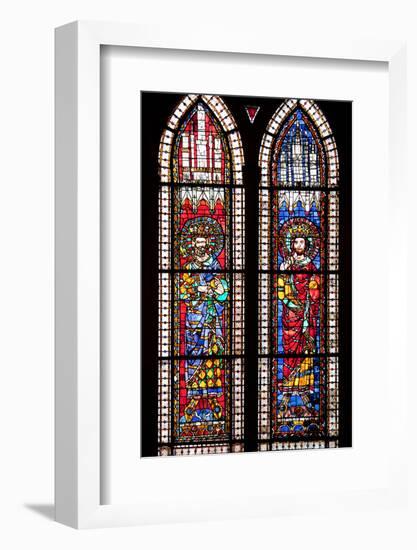 France, Alsace, Strasbourg, Strasbourg Cathedral, Stained Glass Window, Holy Roman Empire Emperors-Samuel Magal-Framed Photographic Print