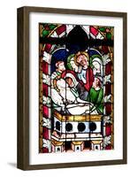 France, Alsace, Strasbourg, Strasbourg Cathedral, Stained Glass Window, Jesus is laid in a tomb-Samuel Magal-Framed Photographic Print