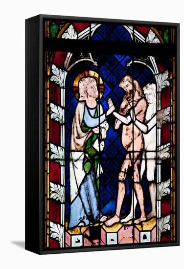 France, Alsace, Strasbourg, Strasbourg Cathedral, Stained Glass Window, New Testament Scene-Samuel Magal-Framed Stretched Canvas