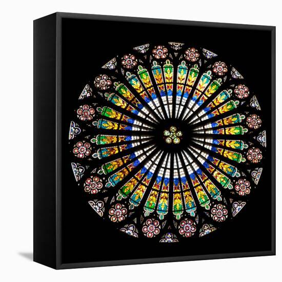 France, Alsace, Strasbourg, Strasbourg Cathedral, Stained Glass Window, Rose Window-Samuel Magal-Framed Stretched Canvas