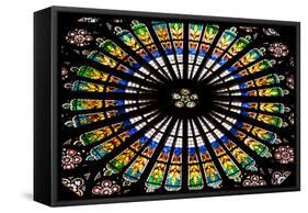 France, Alsace, Strasbourg, Strasbourg Cathedral, Stained Glass Window, Rose Window-Samuel Magal-Framed Stretched Canvas