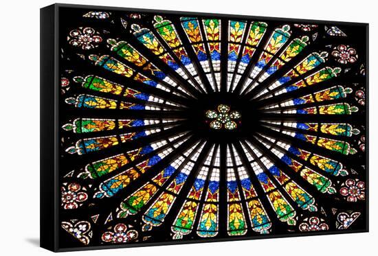 France, Alsace, Strasbourg, Strasbourg Cathedral, Stained Glass Window, Rose Window-Samuel Magal-Framed Stretched Canvas