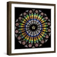 France, Alsace, Strasbourg, Strasbourg Cathedral, Stained Glass Window, Rose Window-Samuel Magal-Framed Photographic Print