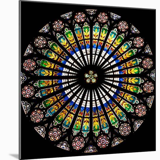 France, Alsace, Strasbourg, Strasbourg Cathedral, Stained Glass Window, Rose Window-Samuel Magal-Mounted Photographic Print