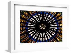 France, Alsace, Strasbourg, Strasbourg Cathedral, Stained Glass Window, Rose Window-Samuel Magal-Framed Photographic Print