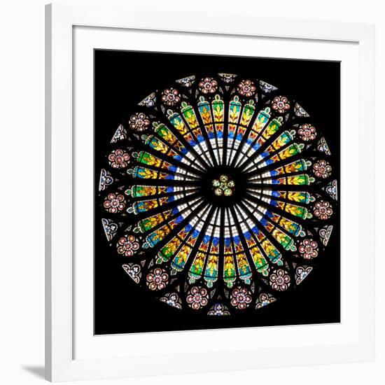 France, Alsace, Strasbourg, Strasbourg Cathedral, Stained Glass Window, Rose Window-Samuel Magal-Framed Photographic Print