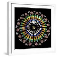 France, Alsace, Strasbourg, Strasbourg Cathedral, Stained Glass Window, Rose Window-Samuel Magal-Framed Photographic Print