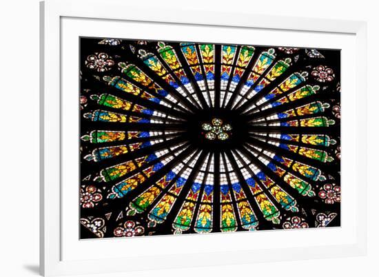 France, Alsace, Strasbourg, Strasbourg Cathedral, Stained Glass Window, Rose Window-Samuel Magal-Framed Photographic Print