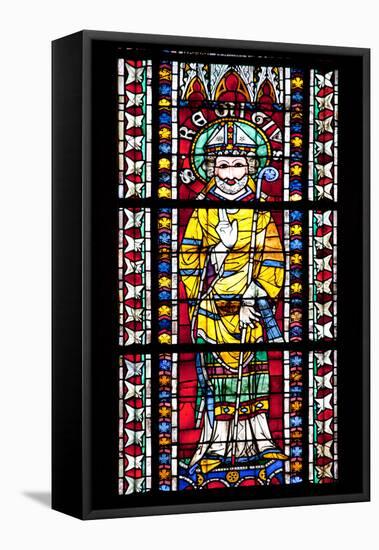 France, Alsace, Strasbourg, Strasbourg Cathedral, Stained Glass Window, Saint Remi (Remegius)-Samuel Magal-Framed Stretched Canvas