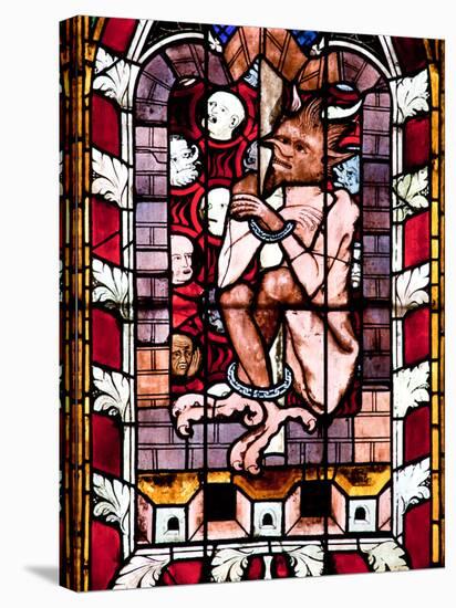 France, Alsace, Strasbourg, Strasbourg Cathedral, Stained Glass Window, Satan-Samuel Magal-Stretched Canvas