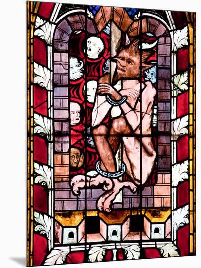 France, Alsace, Strasbourg, Strasbourg Cathedral, Stained Glass Window, Satan-Samuel Magal-Mounted Photographic Print