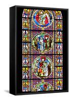 France, Alsace, Strasbourg, Strasbourg Cathedral, Stained Glass Window, Solomon Judgment and Angel-Samuel Magal-Framed Stretched Canvas