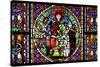 France, Alsace, Strasbourg, Strasbourg Cathedral, Stained Glass Window, Solomon Judgment-Samuel Magal-Stretched Canvas