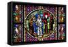 France, Alsace, Strasbourg, Strasbourg Cathedral, Stained Glass Window, Solomon Judgment-Samuel Magal-Framed Stretched Canvas