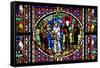 France, Alsace, Strasbourg, Strasbourg Cathedral, Stained Glass Window, Solomon Judgment-Samuel Magal-Framed Stretched Canvas