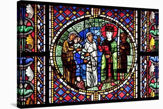 France, Alsace, Strasbourg, Strasbourg Cathedral, Stained Glass Window, Solomon Judgment-Samuel Magal-Stretched Canvas