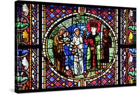 France, Alsace, Strasbourg, Strasbourg Cathedral, Stained Glass Window, Solomon Judgment-Samuel Magal-Stretched Canvas