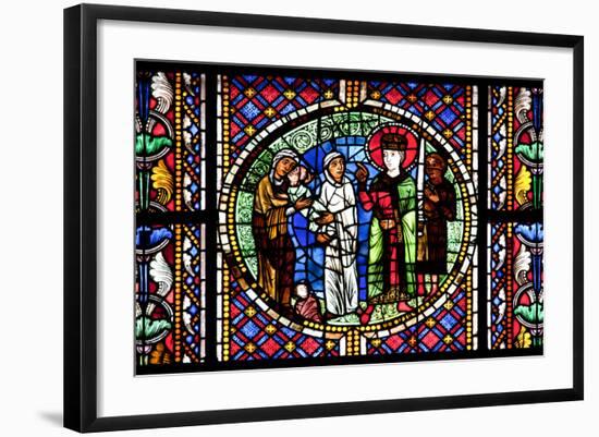 France, Alsace, Strasbourg, Strasbourg Cathedral, Stained Glass Window, Solomon Judgment-Samuel Magal-Framed Photographic Print