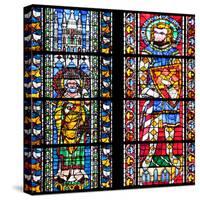 France, Alsace, Strasbourg, Strasbourg Cathedral, Stained Glass Window, St. Juste and St. Marcus-Samuel Magal-Stretched Canvas