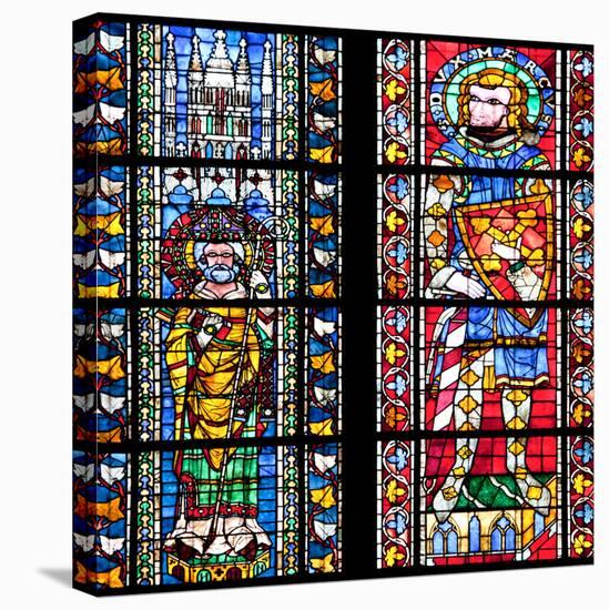 France, Alsace, Strasbourg, Strasbourg Cathedral, Stained Glass Window, St. Juste and St. Marcus-Samuel Magal-Stretched Canvas