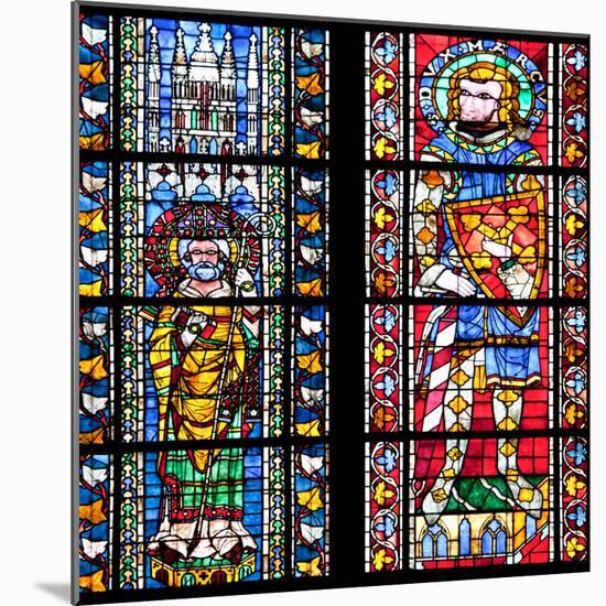 France, Alsace, Strasbourg, Strasbourg Cathedral, Stained Glass Window, St. Juste and St. Marcus-Samuel Magal-Mounted Photographic Print