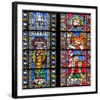 France, Alsace, Strasbourg, Strasbourg Cathedral, Stained Glass Window, St. Juste and St. Marcus-Samuel Magal-Framed Photographic Print