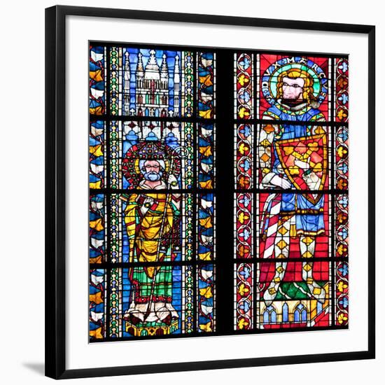 France, Alsace, Strasbourg, Strasbourg Cathedral, Stained Glass Window, St. Juste and St. Marcus-Samuel Magal-Framed Photographic Print