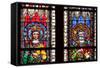 France, Alsace, Strasbourg, Strasbourg Cathedral, Stained Glass Window, Swabian Philip and Henry V-Samuel Magal-Framed Stretched Canvas