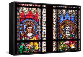 France, Alsace, Strasbourg, Strasbourg Cathedral, Stained Glass Window, Swabian Philip and Henry V-Samuel Magal-Framed Stretched Canvas