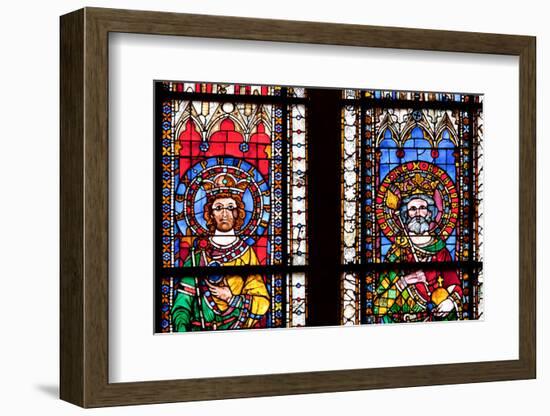 France, Alsace, Strasbourg, Strasbourg Cathedral, Stained Glass Window, Swabian Philip and Henry V-Samuel Magal-Framed Photographic Print