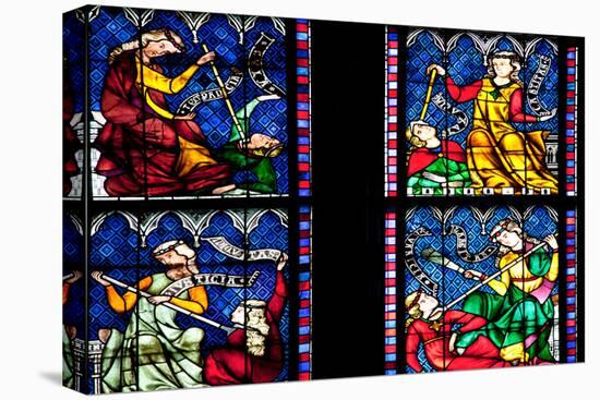 France, Alsace, Strasbourg, Strasbourg Cathedral, Stained Glass Window, Vices Overcome by Virtues-Samuel Magal-Stretched Canvas