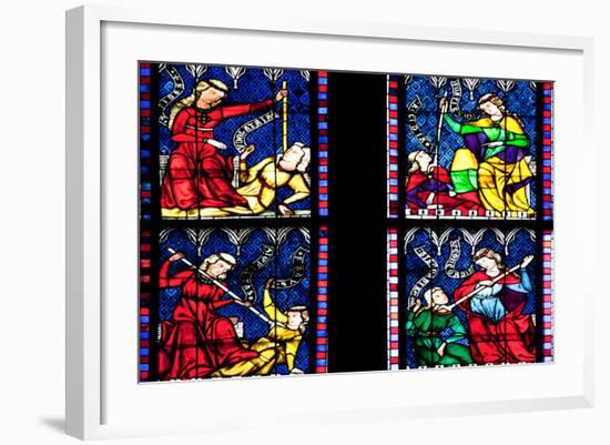 France, Alsace, Strasbourg, Strasbourg Cathedral, Stained Glass Window, Vices Overcome by Virtues-Samuel Magal-Framed Photographic Print