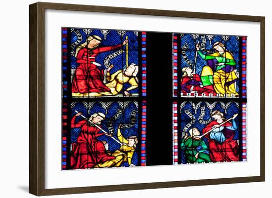 France, Alsace, Strasbourg, Strasbourg Cathedral, Stained Glass Window, Vices Overcome by Virtues-Samuel Magal-Framed Photographic Print