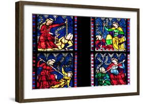 France, Alsace, Strasbourg, Strasbourg Cathedral, Stained Glass Window, Vices Overcome by Virtues-Samuel Magal-Framed Photographic Print