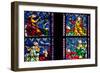 France, Alsace, Strasbourg, Strasbourg Cathedral, Stained Glass Window, Vices Overcome by Virtues-Samuel Magal-Framed Photographic Print