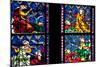 France, Alsace, Strasbourg, Strasbourg Cathedral, Stained Glass Window, Vices Overcome by Virtues-Samuel Magal-Mounted Photographic Print