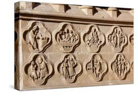 France, Amiens Cathedral (World Heritage Site), West Facade, Right Portal, Quatrefoil Medallions-Samuel Magal-Stretched Canvas